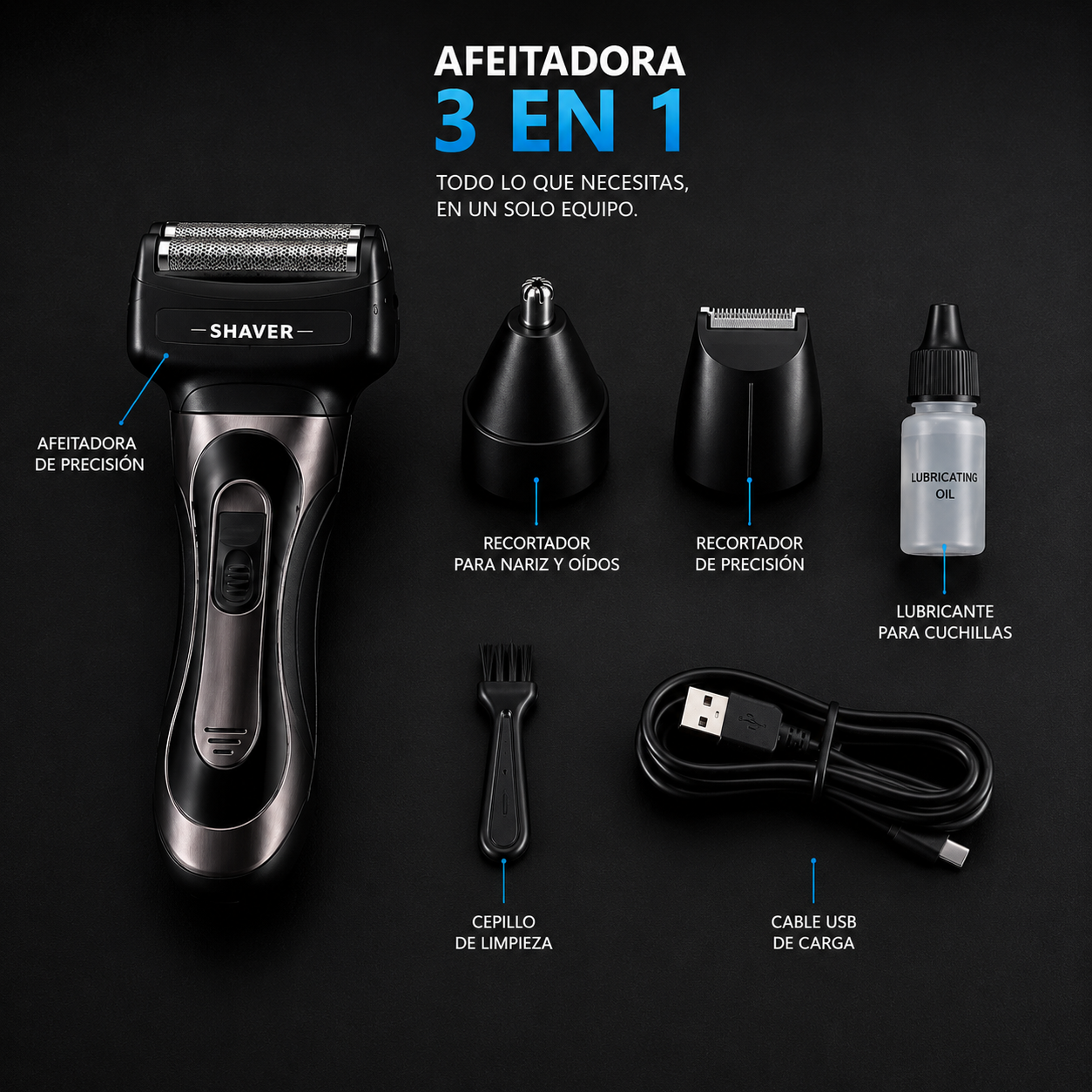 Shaver 3X Pro™ | Afeitadora 3 en 1