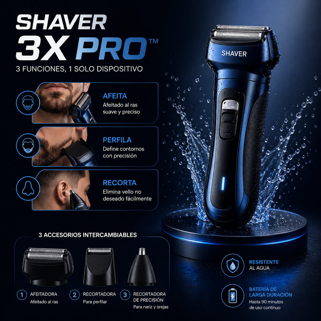 Shaver 3X Pro™ | Afeitadora 3 en 1
