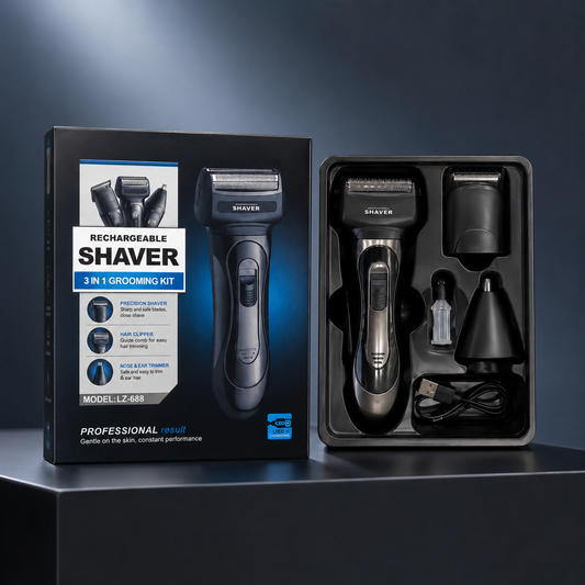 KIT MAQUINA DE AFEITAR 3 EN 1