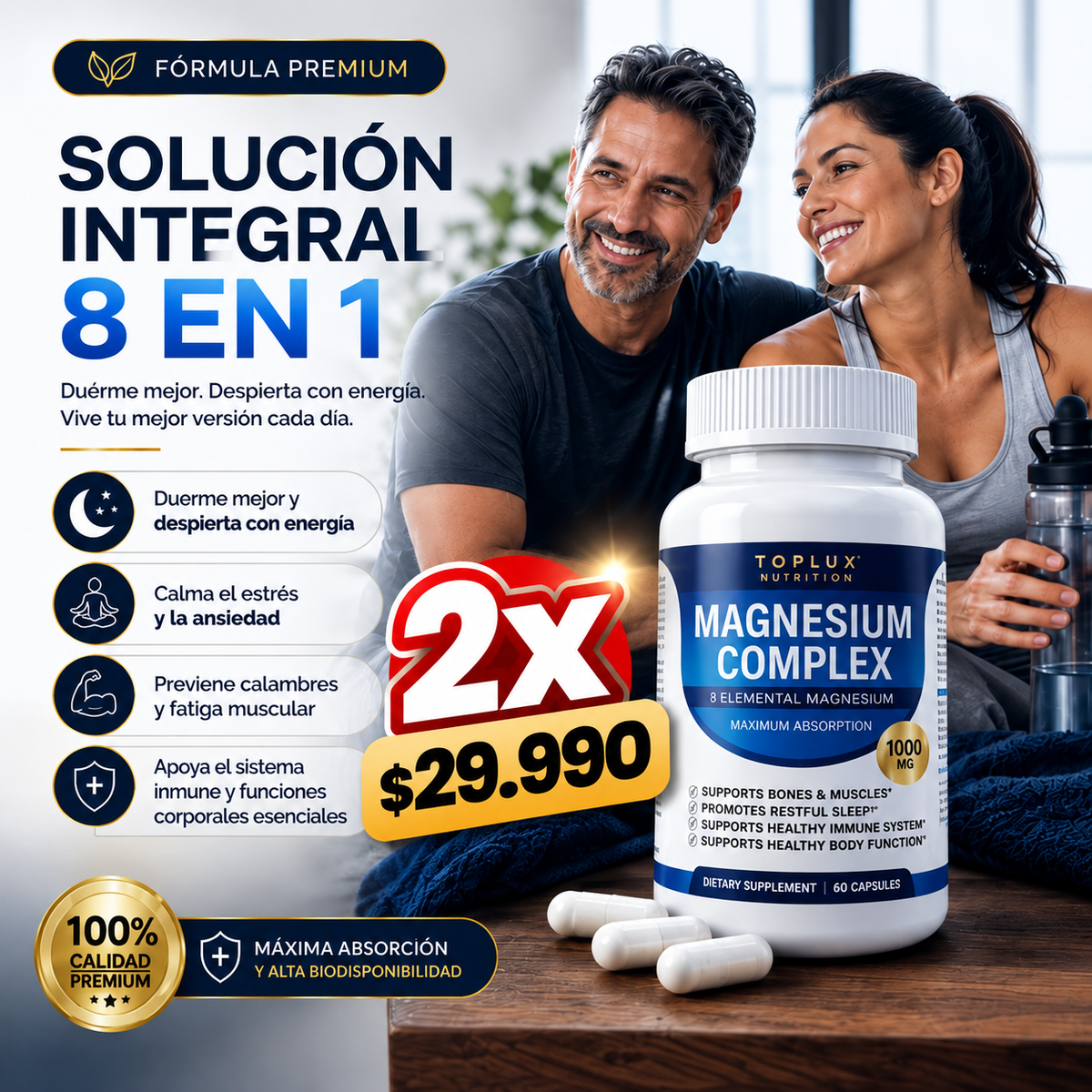 Magnesium Complex 8 en 1™ | Magnesio Premium 2X