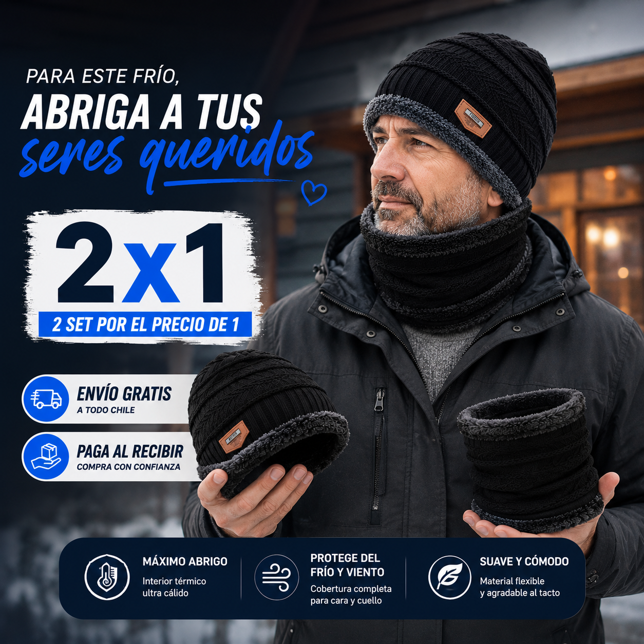 Gorro Térmico Negro Polar 2 en 1