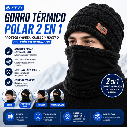 Gorro Térmico Negro Polar 2 en 1